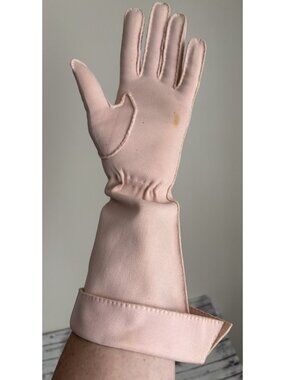Vtg Pale Pink Women's Long Cuffed Opera Gloves Medium 6 1950s Tea Party Coquette
